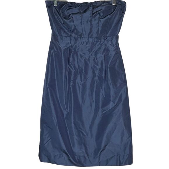 J. Crew Silk Strapless Dress Navy - Picture 1 of 8